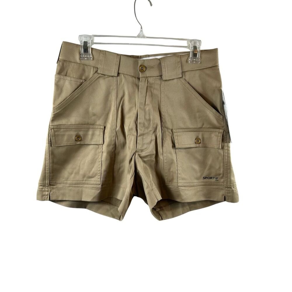 Sportif USA Original Stretch Cargo Boating Shorts Size 32 Khaki Tan NWT